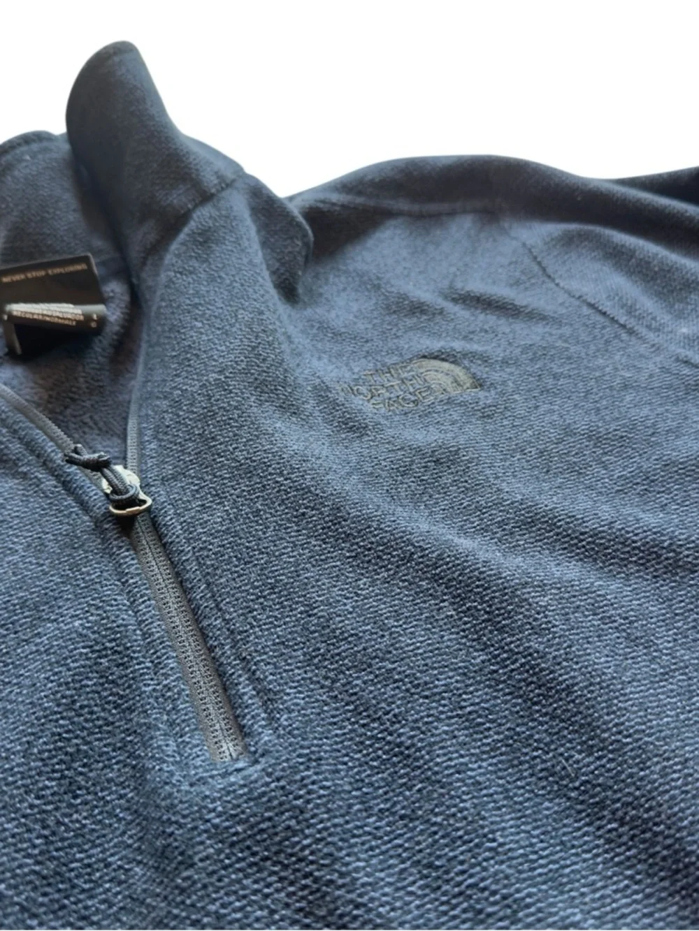The North Face Quarter Zip Warm Fleece Pullover Blue Textured Mens Large in EUC